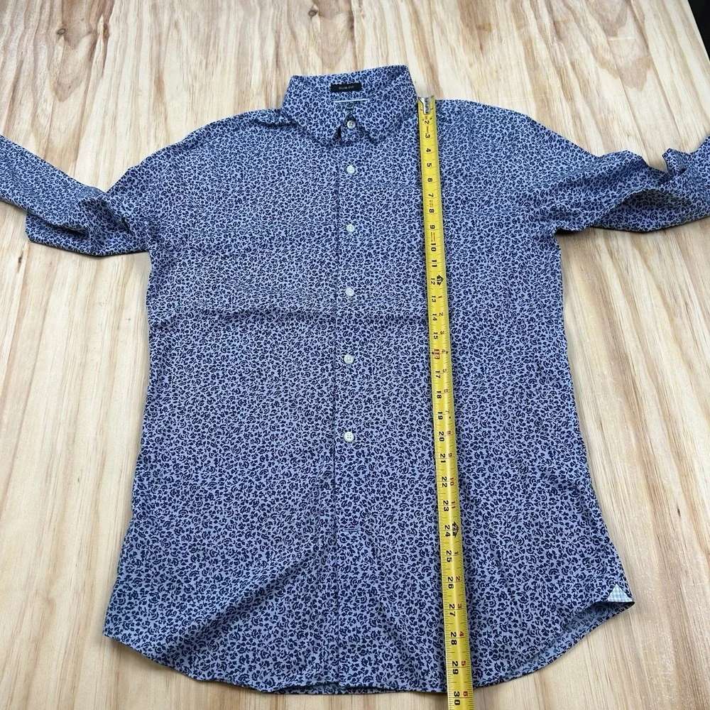 Banana Republic Men's Slim Fit Blue Floral Cotton Shirt M Long Sleeve Non Iron